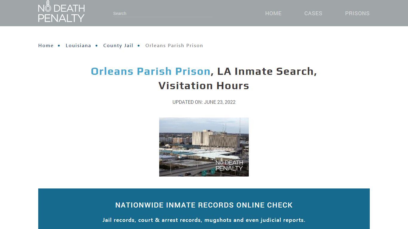 Orleans Parish Prison, LA Inmate Search, Visitation Hours