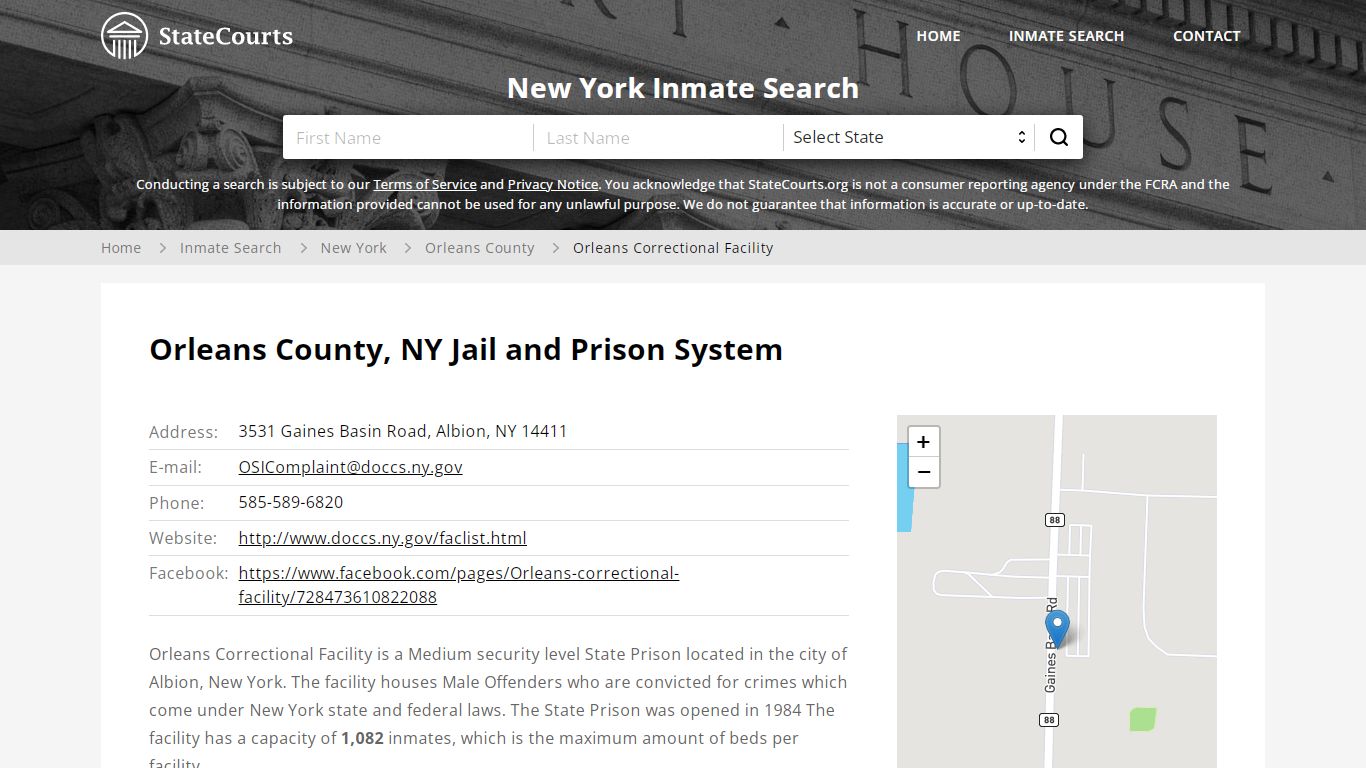 Orleans Correctional Facility Inmate Records Search, New ...